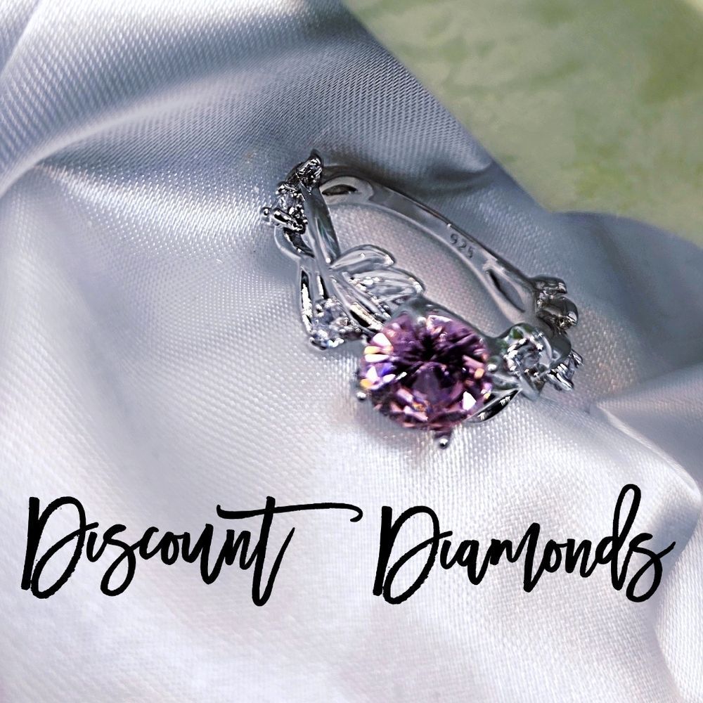 Pink Topaz Cocktail Ring with Clear White Topaz on 925 Silver